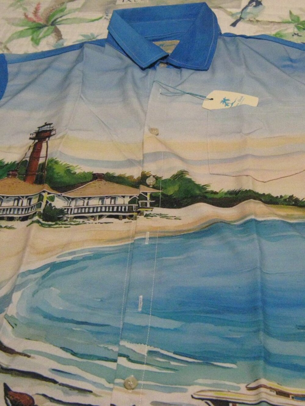 NWT 2XL Tropic Beach Scene Short Sleeve Hawaiian Shirt